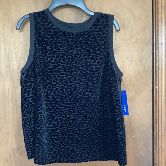 Apt 9 sleeveless black leopard print top with stretch size M - Picture 4 of 15